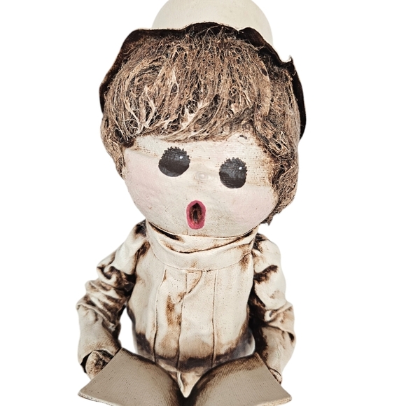 Vintage Minimalist Paper Mache‎ Boy & Girl 12" Christmas Caroler Set of 2 - Picture 6 of 10